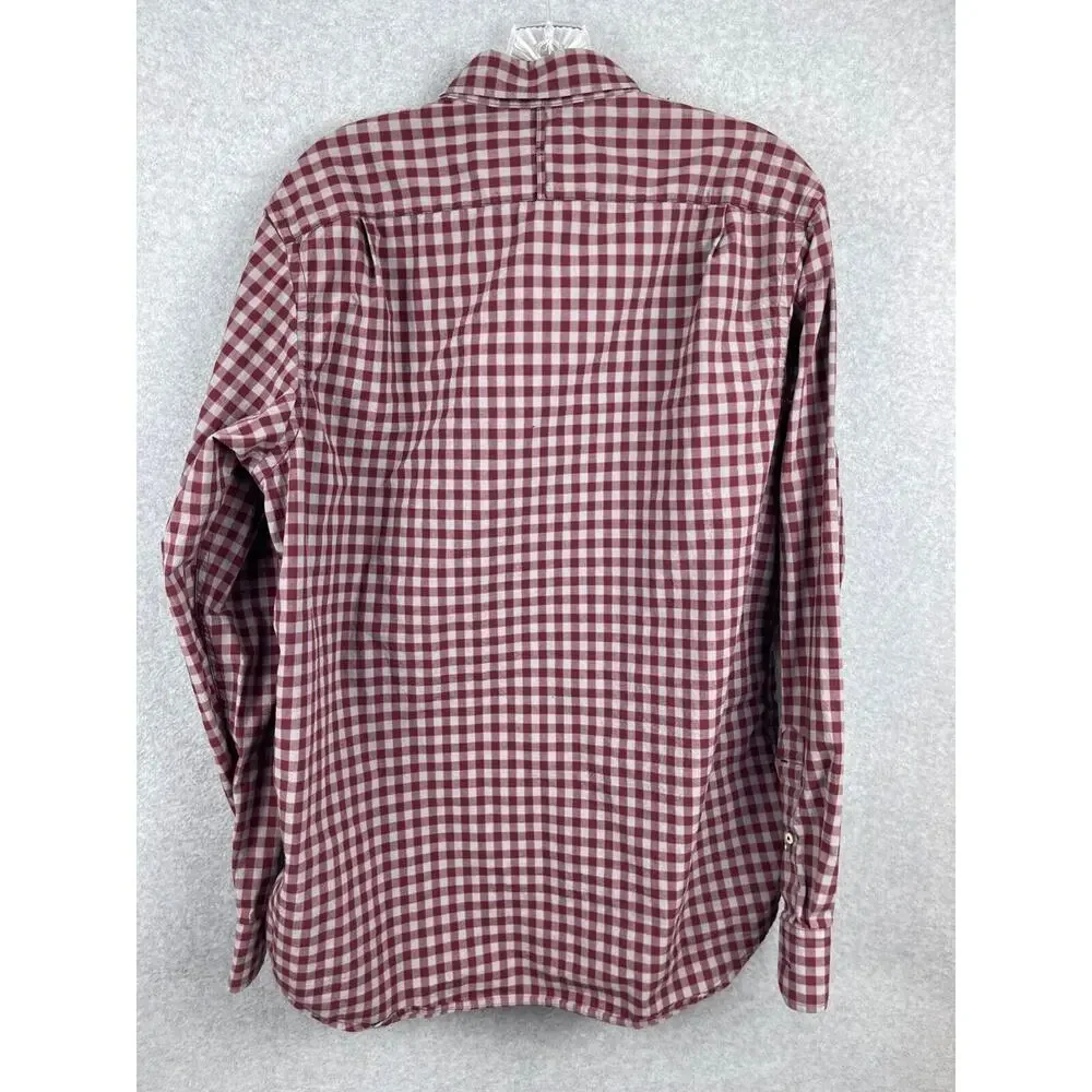 Banana Republic Search Men's‎ L Red Checks Long Sleeve Button Up Preppy Business